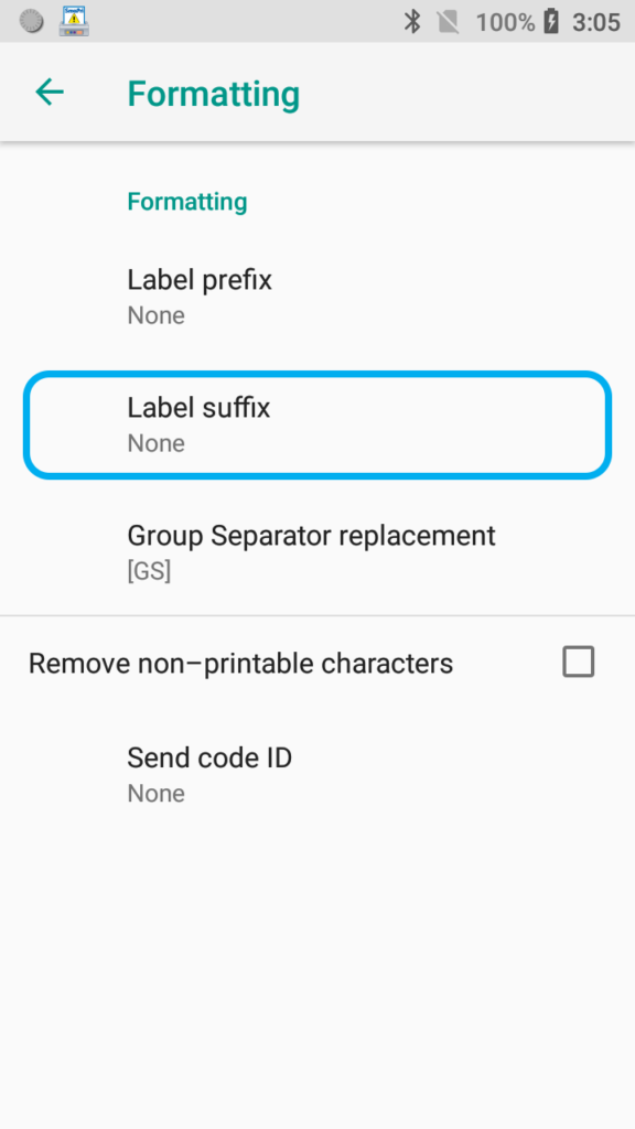 Scanner Settings - Formatting
