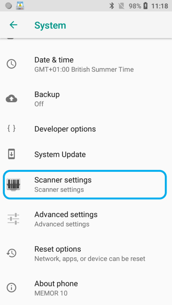 Scanner Settings